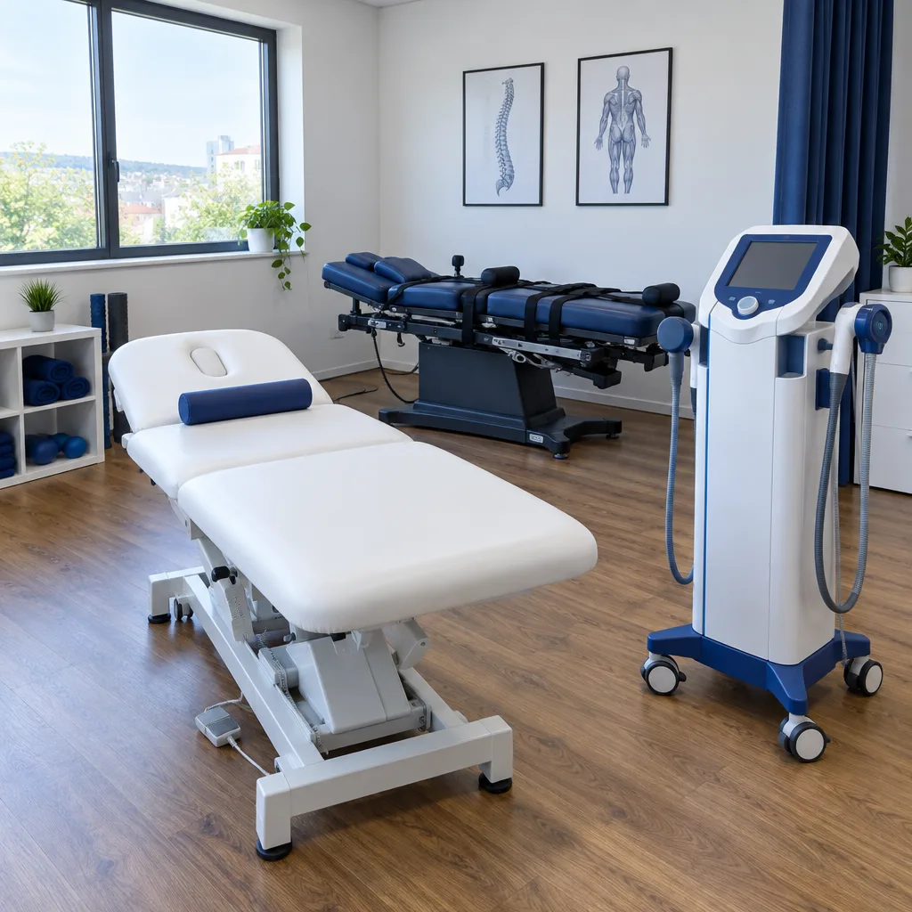 Sala trattamenti con lettino e apparecchiature elettromedicali