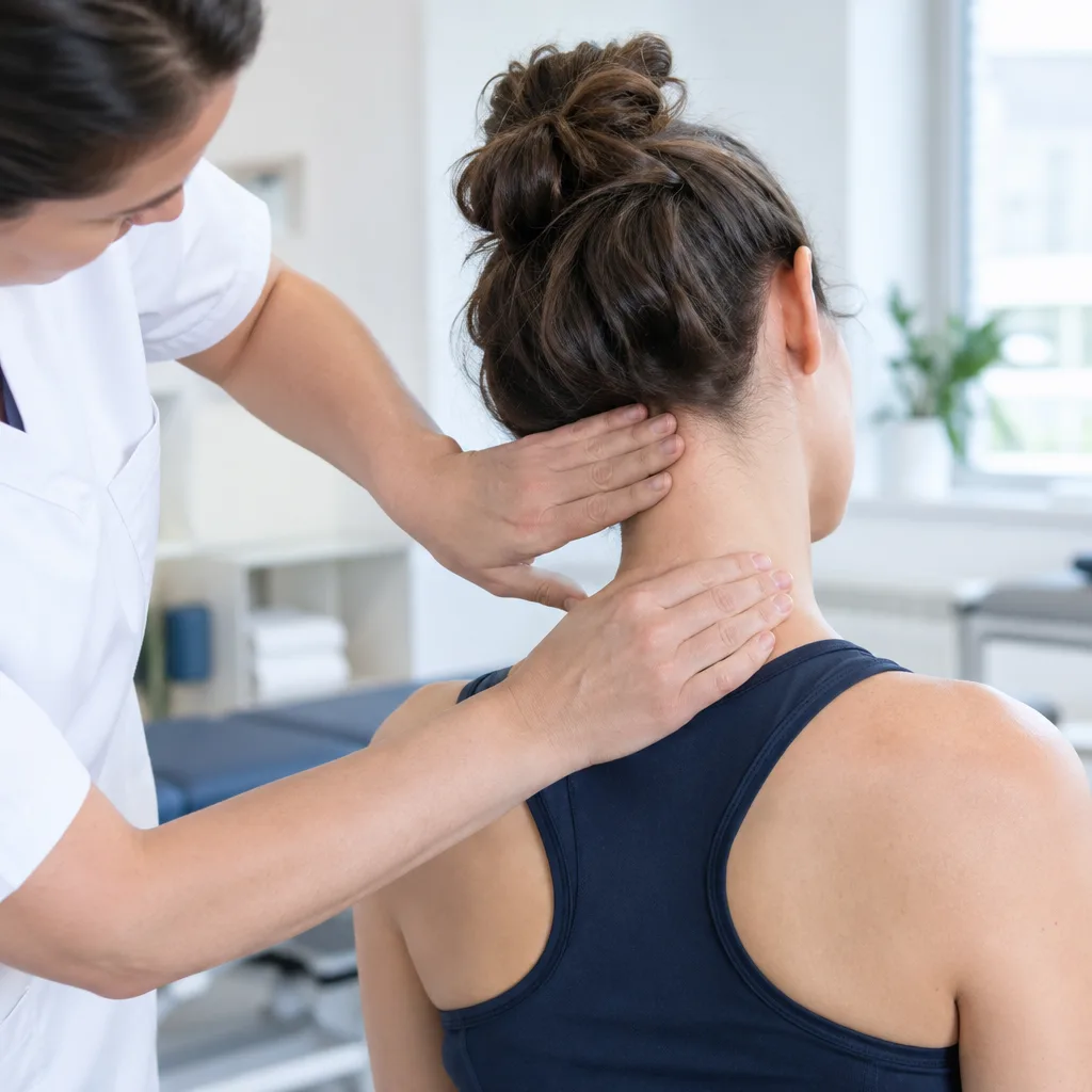 Valutazione fisioterapica: esame del tratto cervicale di un paziente